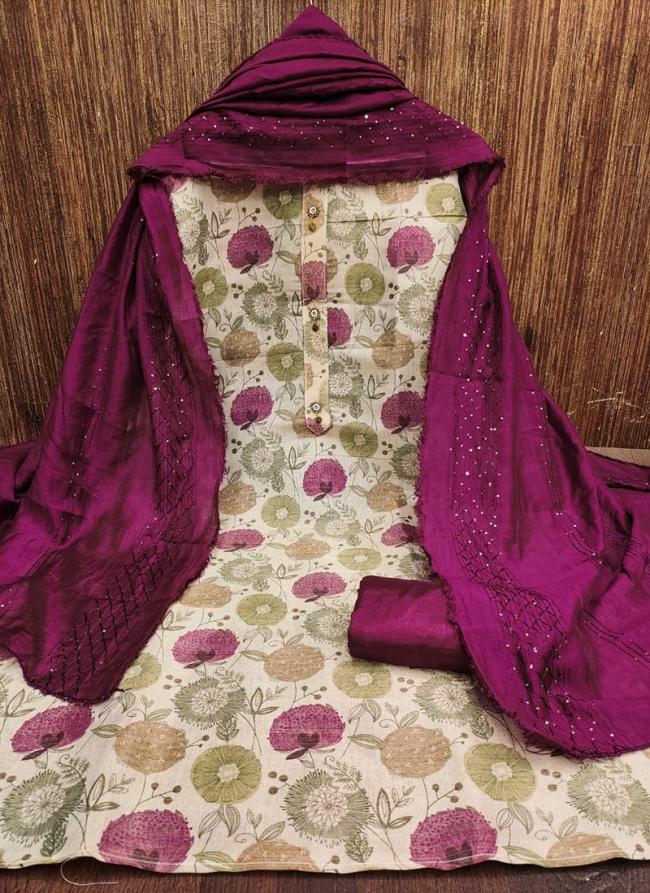 Erode Silk Red Wedding Wear Chanderi Croset Work Dress Material